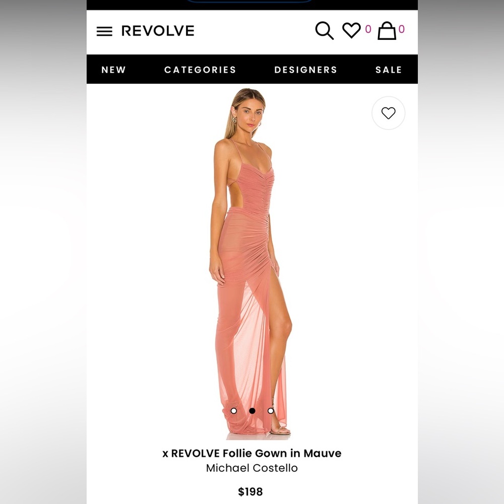 Michael Costello x Revolve Folly Gown XS in Mauve